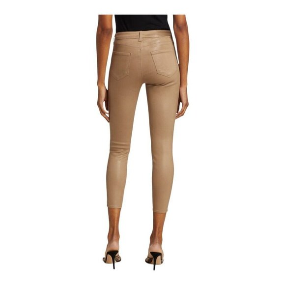 L'AGENCE Margot Skinny High-Rise Cappuccino Brown Coated Ankle Jeans Sz 31 NWOT - Picture 3 of 14